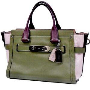 Coach Swagger 33 Olive and Cream Leather Satchel